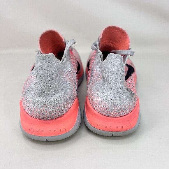 Nike Free RN Flyknit 2017 Running Shoes Gray Orange Women’s Size 7 - Picture 4 of 9
